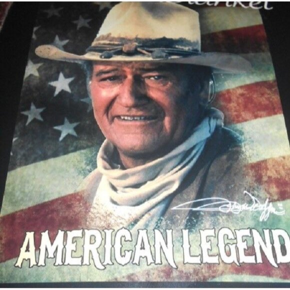 New John Wayne American Legend Plush Gift Throw Blanket The Duke Western Movie - Picture 3 of 4
